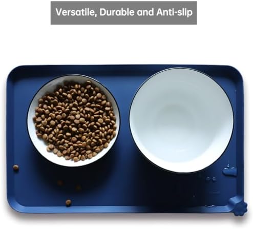 Hoki Found Silicone Pet Food Mats - Non Slip Dog Cat Bowl Placemats - Waterproof Dog Cat Food Mats - Suitable for Carpet - Indigo Ink - Image 4