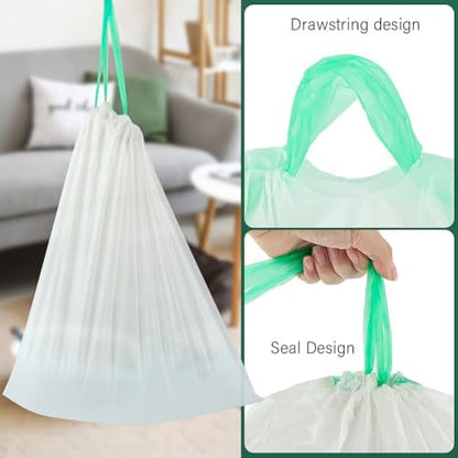 60pcs Cat Litter Durable Drawstring Replacement Part,Extra Thick Waste Drawer Liners for Robot 4 and 3(White) - Image 7