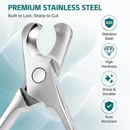 Heavy Duty Dog Nail Clippers for Large Dogs, Thick Nails, Full Metal, Sharp - Image 2