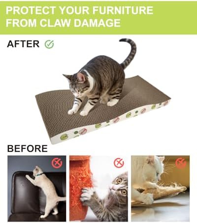 TIMHAKA Cat Scratching Board, Corrugate Cat Scratcher for Indoor Cats with Catnip, Cat Scratch Pad with Premium Scratch Textures Design, Cardboard Cat Scratcher with Double-Sided Usability (Pack of 2) - Image 6