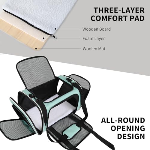 Carriers Soft-Sided Large Pet Carrier for Cats Dogs Small Animals Up to 25Lbs,Top Load Carrier,Ventilated Design,Portable Cat Carrier Airline Approved(X-Large,Green) - Image 2
