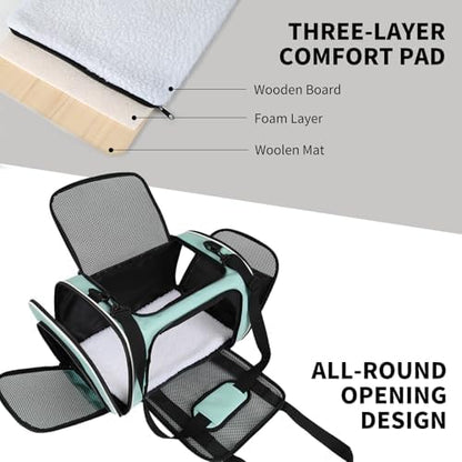 Carriers Soft-Sided Large Pet Carrier for Cats Dogs Small Animals Up to 25Lbs,Top Load Carrier,Ventilated Design,Portable Cat Carrier Airline Approved(X-Large,Green) - Image 2