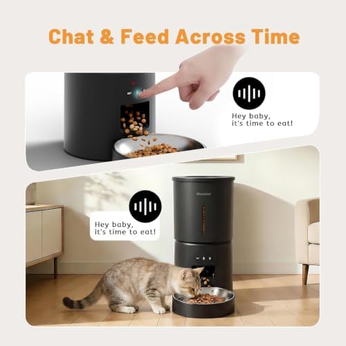 4.2L Automatic Cat Feeder,2.4G WiFi Timed Auto Cat Food Dispenser with 10s Voice Recorder,Dual Power Supply,4.2L Auto Cats Feeder(Black,Single Bowl) - Image 3