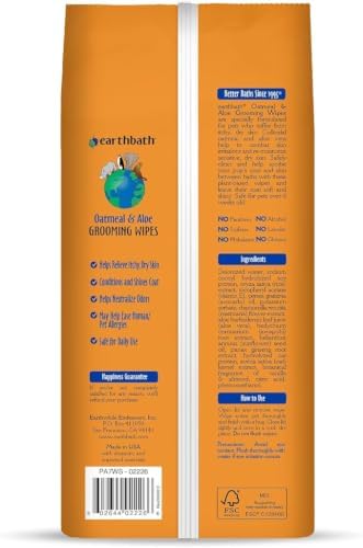 earthbath Oatmeal & Aloe Grooming Wipes, Vanilla & Almond - 100 Ct, 1 Pack - Image 2