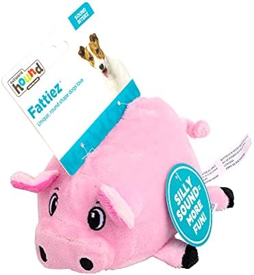 Outward Hound Fattiez Squeaky Plush Dog Toy, Pig, Small, 6.8" - Image 6