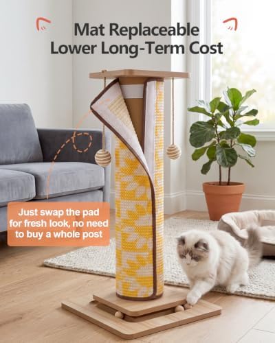 Odoland 31" Tall Large Cat Scratching Post with Replaceable Scratcher Pad - Image 3