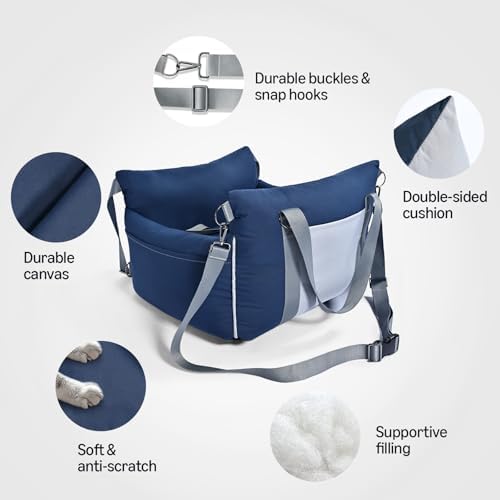 Amazon Basics Dog Car Seat, Pet Booster Car Seat for Small Medium Dogs, Outdoor Carrier Bed for Travel with Leash & Washable Cover - Image 2