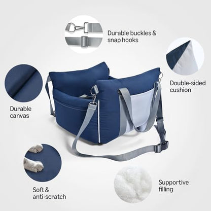 Amazon Basics Dog Car Seat, Pet Booster Car Seat for Small Medium Dogs, Outdoor Carrier Bed for Travel with Leash & Washable Cover - Image 2