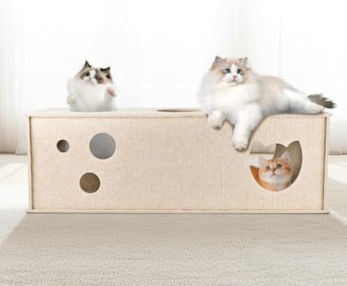 Homegroove Cat Tunnel for Indoor Cats, Felt Cat Tunnel, Beige, Straight by homegroove