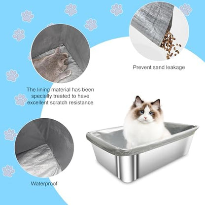 2 Pack Reusable Cat Litter Box Liners for Stainless Steel Boxes (Fits 6'' & 8'' Deep) - Scratch-Resistant & Waterproof Pan Protector, Extends Box Life, Easy to Clean with Non-Slip Design - Image 5