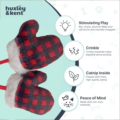 Huxley & Kent Plush Crinkle Catnip Cat Toy, Mittens for Kittens - Image 4