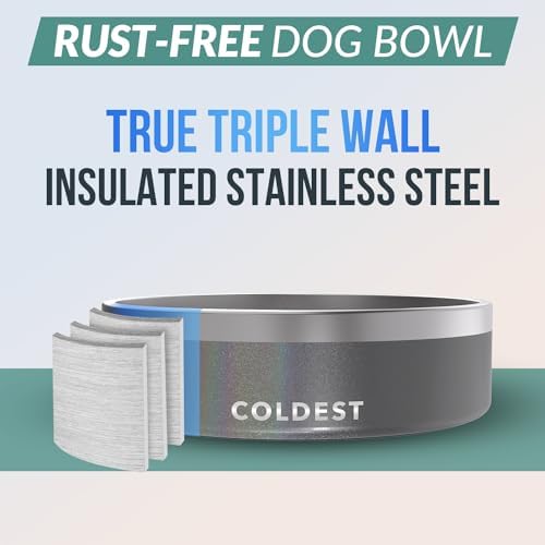 Coldest Dog Bowl - Anti Rust Metal, Non Slip, 3 Layers Insulated Stainless Steel Dog Bowls - Spill Proof & Heavy Duty - Water Bowl for Dogs, Cats & Pets, Dish Washer Safe (42 oz, Stardust Glitter) - Image 3