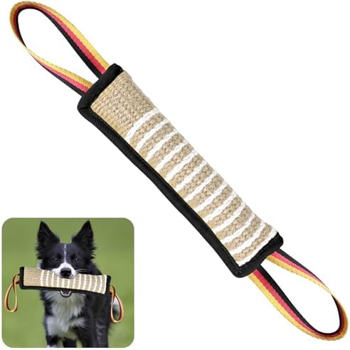 ToLanbbt Dog Tug Toy Dog Bite Jute Pillow Pull Toy with 2 Strong Handles Perfect for Tug of War, Puppy Interactive Play, Tear Resistant Bite Training Toys for Small Medium Large Dogs (Black Flag) by ToLanbbt