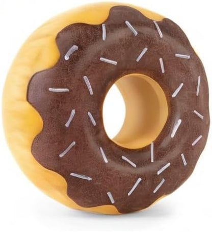 ZippyPaws ZippyTuff Dog Chew Toy - Durable Rubber Chew Ring Toy, Puppy Teething Toys, Tough & Squeaky Toys for Small, Medium, & Large Dogs, Flexible TPR Material - Chocolate Donut