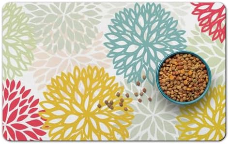 Dog Food Mat for Floors, Absorbent Pet Cat Food Bowl Mat, 12x20 in by QXWREL