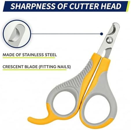 WePet Pet Nail Clippers U07.2, Professional Claw Trimmer, Scissor for Cats, Puppies, Kittens, Hamsters, Rabbits and Small Animals, Sharp, Safe, Small, Grey/Yellow - Image 4