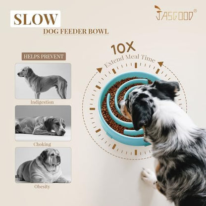 JASGOOD Slow Feeder Dogs Bowl for Large Medium Dogs,Anti-Gulping Pet Slower Food Feeding Bowls Stop Bloat,Preventing Choking - Image 3