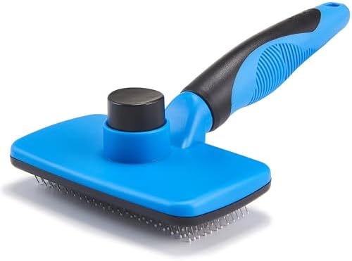 Design Patent Certificated Self Cleaning Slicker Brush for Dogs& Cats, Skin Friendly Grooming Dog& Cat Brush for Shedding and Deshedding, Pet Supplies Accessories,Blue by OEFEO