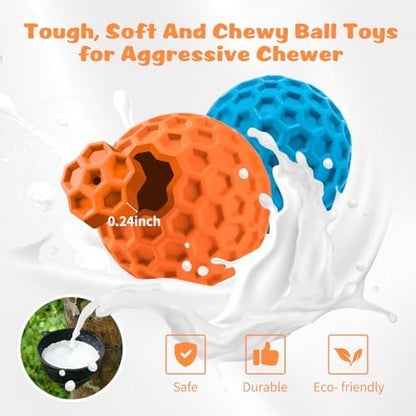 HIPPIH Indestructible Squeaky Dog Toys, Interactive Dog Balls 2 Pack - Image 3