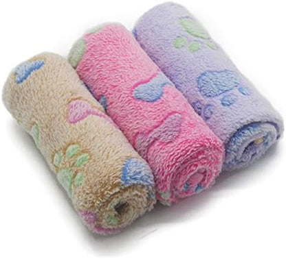 1 Pack 3 Puppy Blankets Super Soft Warm Sleep Mat Bone Print Cute Blanket Fluffy Premium Fleece Pet Blanket Flannel Throw Dog Blankets for Small Dogs Puppy Cat,Small(23"x15") by SORKUT