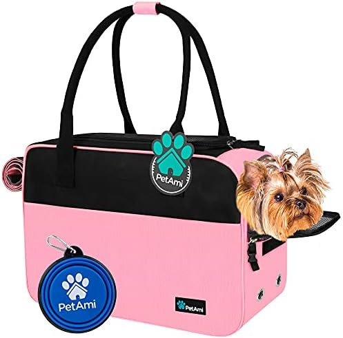 PetAmi Small Dog Purse Carrier with Pockets, Airline Approved, Pink by PetAmi