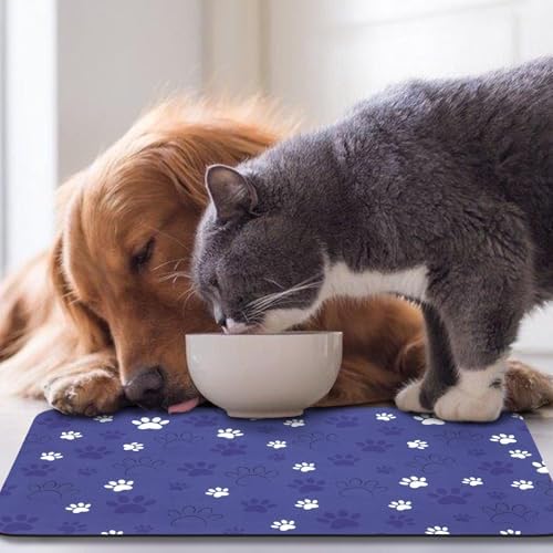 Dog Food Mat, Absorbent Water Bowl Mats Cat Pet Feeding Placemats Dark Blue 32 * 24 inch - Image 7
