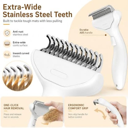 One-Click Self-Cleaning Dematting Comb,Remove Loose Hair,Green - Image 7