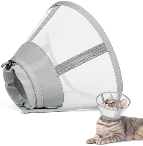 Supet Cat Cone Collar Soft, Air Mesh Recovery Collar to Stop Licking, Breathable Neck Cone Alternative, Lightweight Cat Head Cone Anti Scratch (S) by Supet