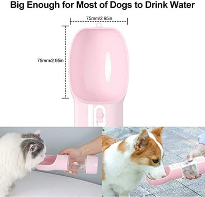 Portable Dog Water Bottle with Food Container Dishwasher Safe-Pink - Image 5