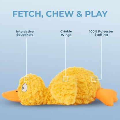 Best Pet Supplies Squeaky Plush Dog Toy - Ducky Doodle, Small - Image 3