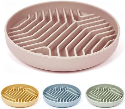 Silicone Slow Feeder Dog Bowls, Puzzle Design with Suction Cups (Pink) by XAQMHSW
