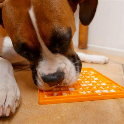 LickiMat Classic Playdate Slow Feeder for Dogs Lick Mat Boredom Anxiety Reducer Perfect for Food Treats Yogurt Liquid Food Peanut Butter Fun Alternative to a Slow Feed Dog Bowl, Orange - Image 2