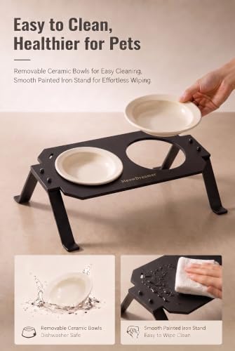 Elevated Cat Bowls 4.4oz x2，Ceramic cat Bowl with Acrylic Base - Image 5