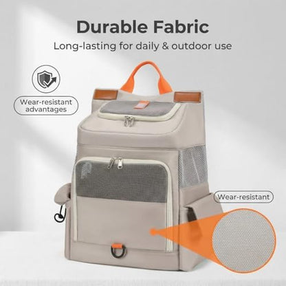 Small Dog Cat Backpack Carrier, Soft Large Space Cat Bubble Backpack, Breathable Cat Carrier, Shaded Dog Backpack Carrier for Travel (White Backpack) - Image 2