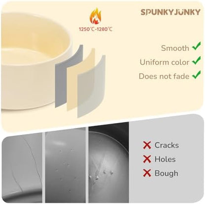 SPUNKYJUNKY 28.7OZ Ceramic Dog and Cat Bowl, Modern Cute Weighted Food Water Bowl for Replacement Beige (1 Pack) - Image 5