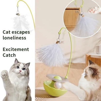 PAZ'S GIFT Interactive Cat Toy, 3-in-1 Teaser with Rolling Ball Track, Catnip Dancer for Indoor Cats - Image 2