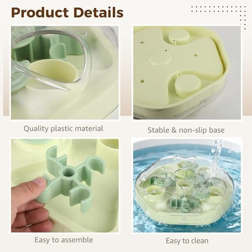 Interactive Cat Puzzle Feeder, Slow Feeder Cat Treat Puzzle, Food Dispensing Stimulation Toy with Detachable Lid, 2 Adjustable Difficulty Modes for Kittens Mental Stimulation (Green) - Image 4