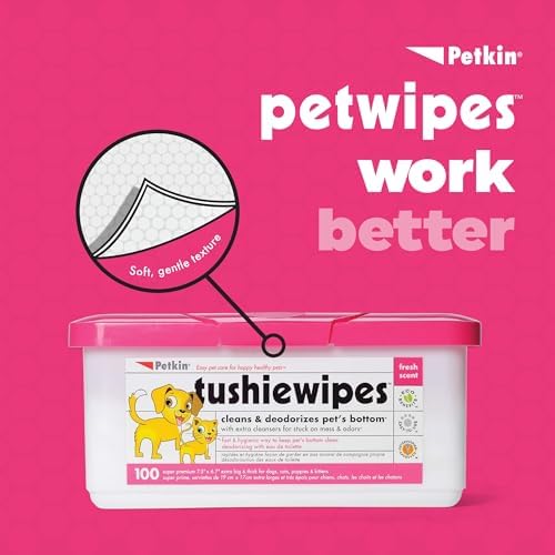 Petkin Tushie Wipes, 100 Wipes - Keep Pet's Bottom Clean - Absorbent, Easy to Use for Dogs, Cats, Puppies & Kittens - With Eau de Toilette - Image 3