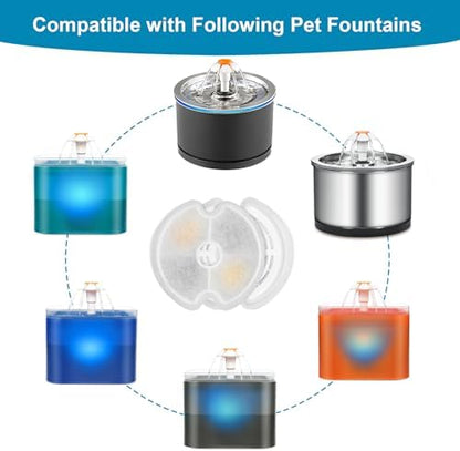8 Packs Replacement Filters for 84oz/2.5L Stainless Steel and Neverland Cat Water Fountain with LED Night Light - Image 2