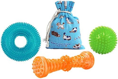 Ycozy 3 Pack Dog Squeaky Toys for Medium/Large Dogs Aggressive Chewers TPR Rubber Dog Chew Toys Puppy Teething Toys Resistant Storage Bag Included by YCOZY