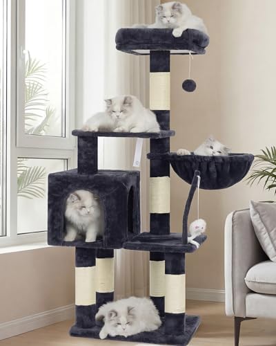Heybly Cat Tree with Toy, 43.3 inch Cat Tower for Indoor Cats HCT004SG by HEYBLY
