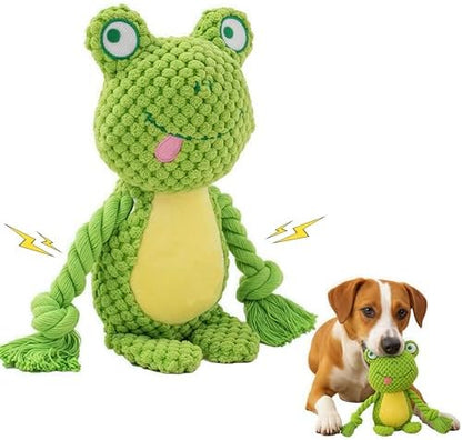 Plush Frog Dog Toy, Squeaky Interactive Tug Toy for Small Medium Dogs by PandySarp