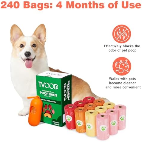 Dog Poop Bags Rolls 240 PCS– Extra Thick Leak Proof 4 Color Mix with Holder - Image 7