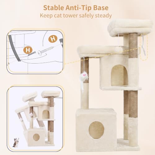 Heybly 34.6" Cat Tree Anti-Tipping Floor Cat Condo for Kittens, HCT205SMJ - Image 6