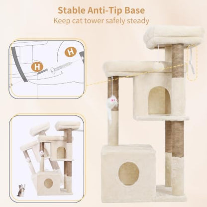 Heybly 34.6" Cat Tree Anti-Tipping Floor Cat Condo for Kittens, HCT205SMJ - Image 6