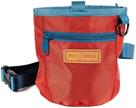 Wilderdog Dog Training Treat Pouch with Magnetic and Zipper Closure, Carabiner Attached, Adjustable Waist Strap - Cinnabar by WILDERDOG