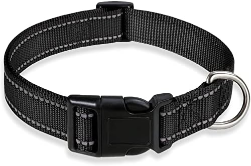 Reflective Dog Collar, Puppy Collar with Buckle Adjustable, Black XXS by BOOMIBOO
