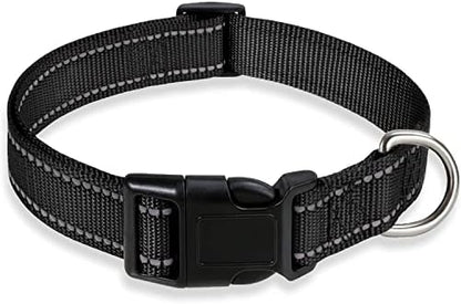 Reflective Dog Collar, Puppy Collar with Buckle Adjustable, Black XXS by BOOMIBOO