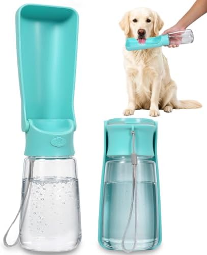 Foldable Dog Water Bottle, 19 oz Leak Proof Portable Dispenser (Green) by COMTENS