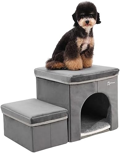 Foldable Pet Stairs with Cozy House & Storage by RYpetmia